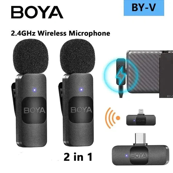 BOYA DUAL WIRELESS MICROPHONE BY-MW3 DUAL MIC ~ TYPE C AND IOS